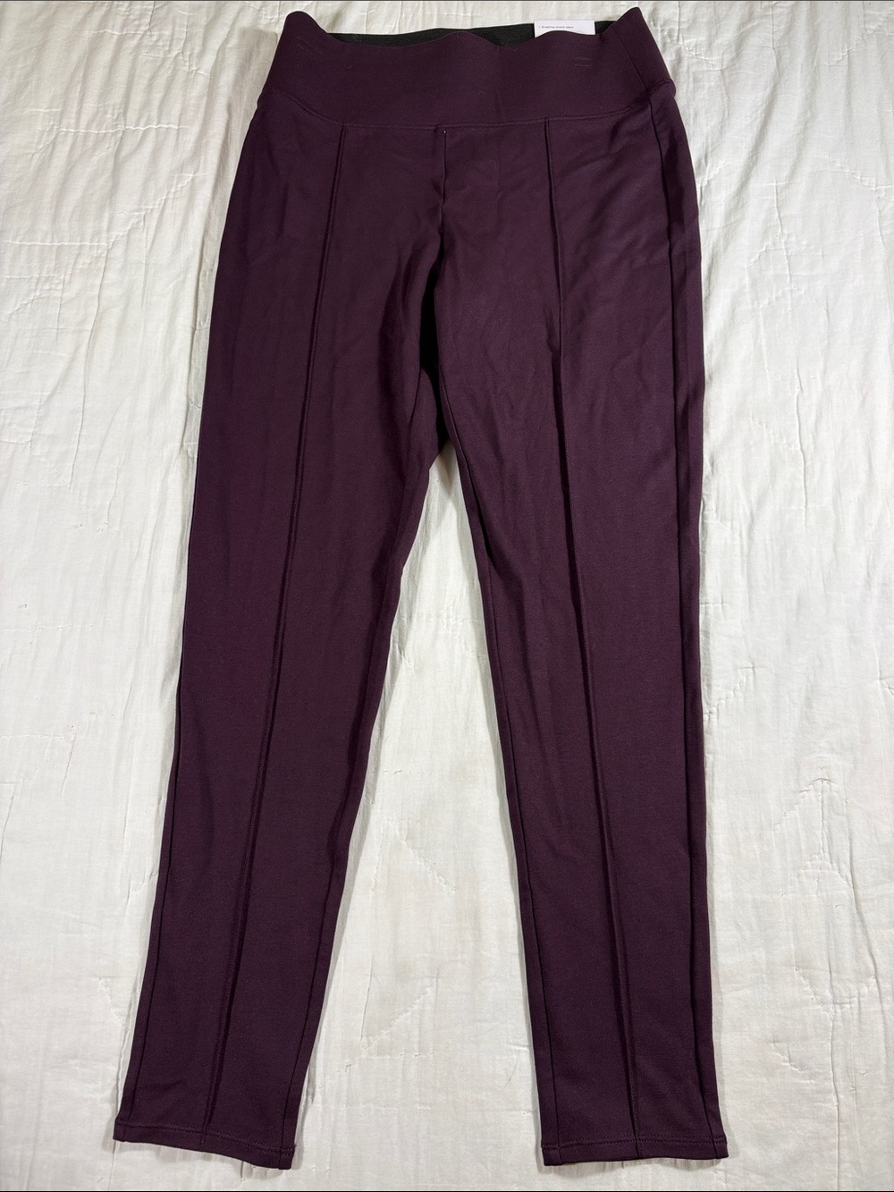 NWT Nine West High Rise Seamed Leggings Medium Plum Burgundy Tummy Control Pants